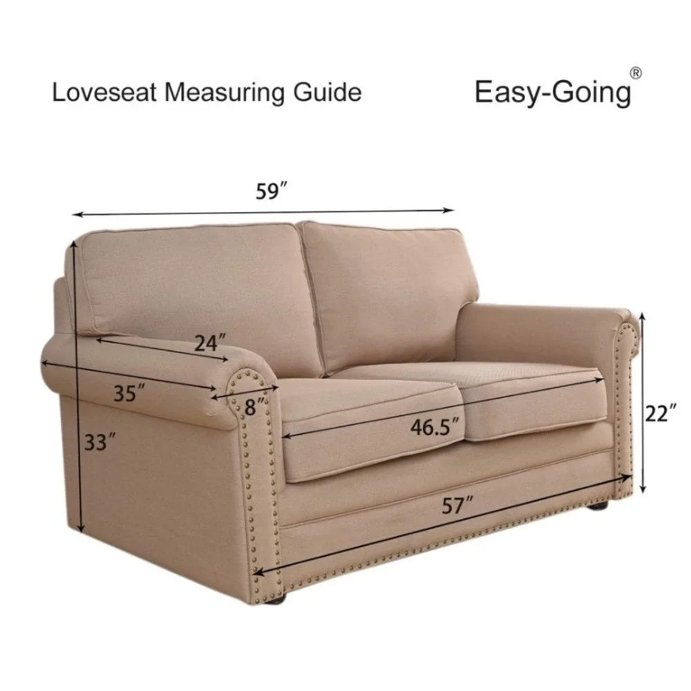 Easy-Going Stretch Jacquard Loveseat Slipcover 1-Piece Camel Furniture Protector